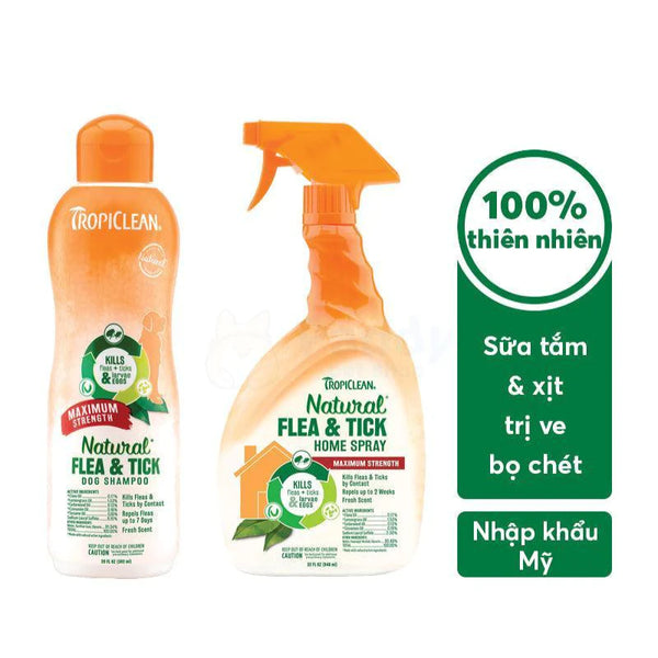 Sữa Tắm chó Tropiclean Natural Flea & Tick Cho Chó Mèo