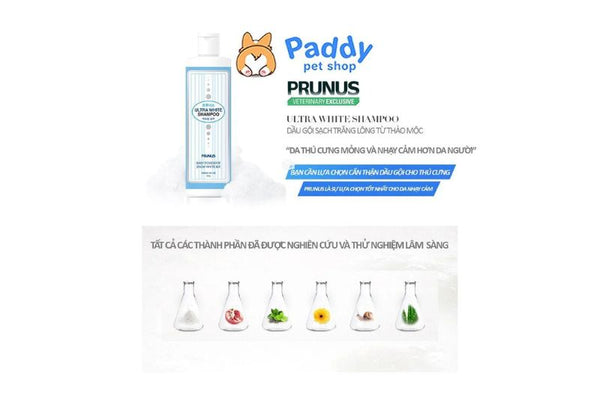 Sữa Tắm Siêu Trắng Lông Chó Mèo Prunus Ultra White 500ml