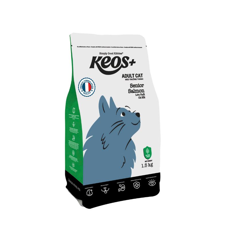 Hạt Cho Mèo Lớn Tuổi Keos Senior Túi 1.5Kg