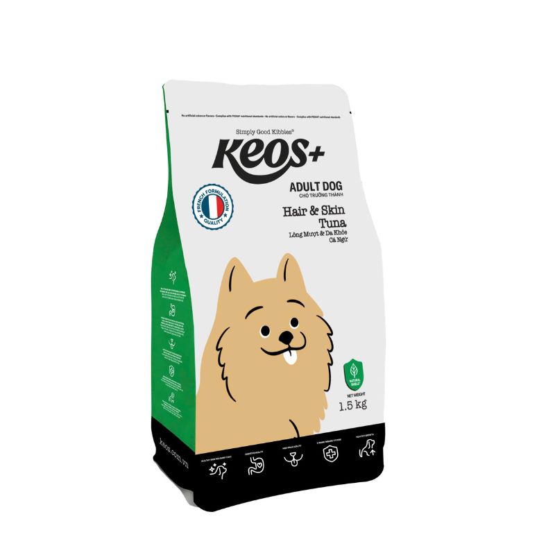 Hạt Cho Chó Trưởng Thành Keos Hair & Skin Túi 1.5Kg