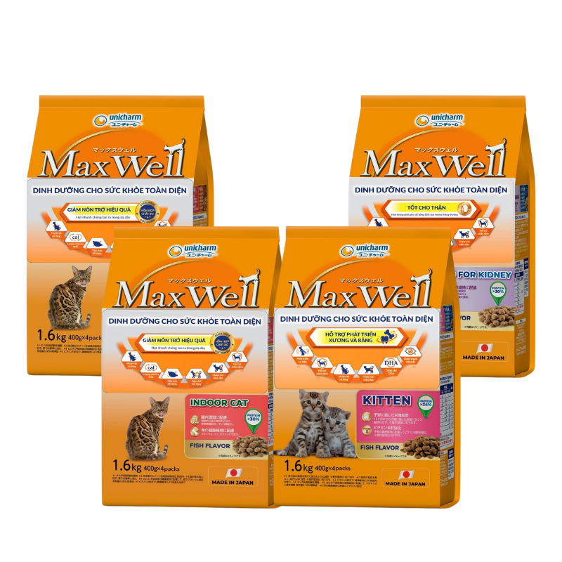 Hạt Cho Mèo Max Well Giàu Xơ Giảm Nôn Trớ (Nhật Bản)