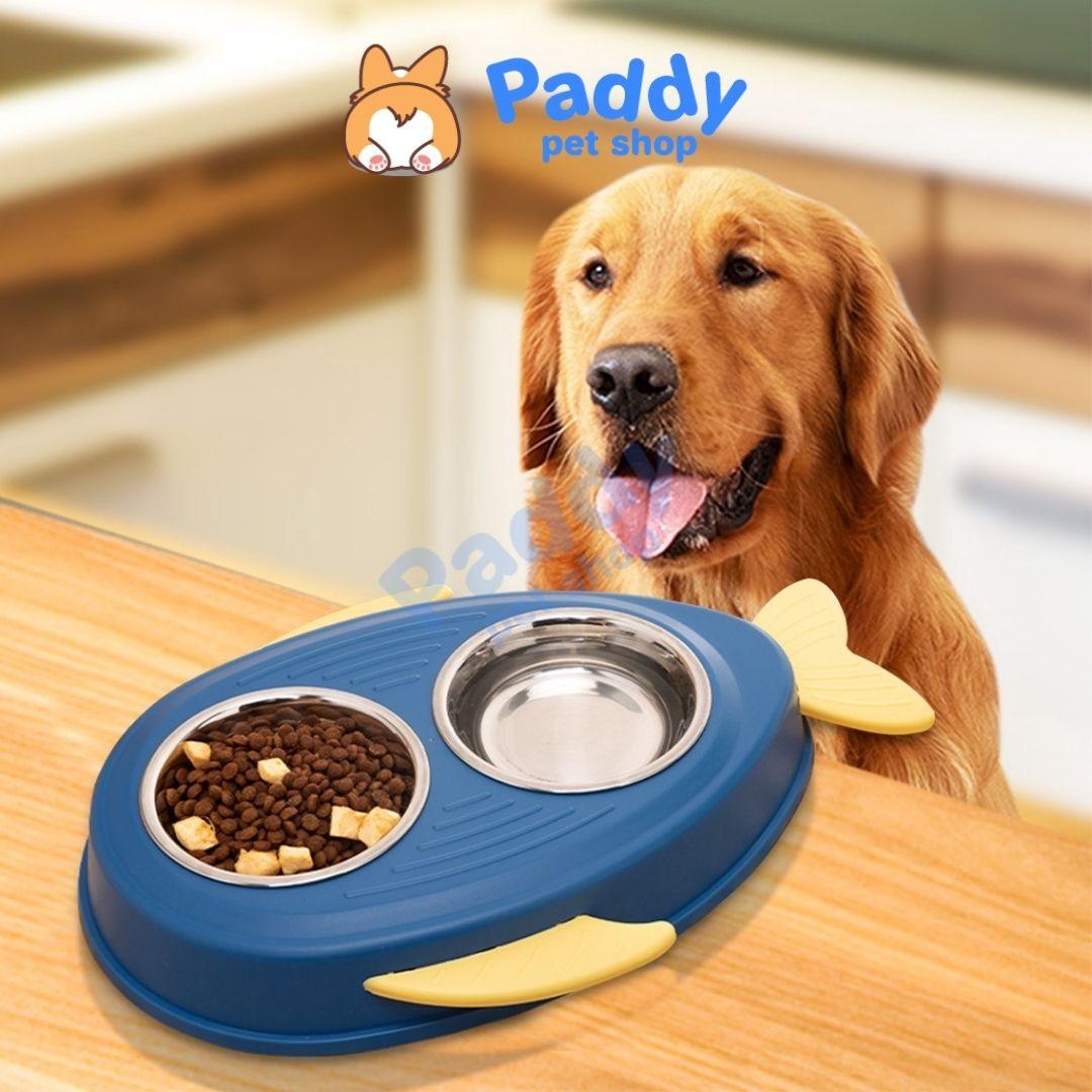 Bát Ăn Đôi Cho Chó Mèo Hình Cá - Paddy Pet Shop