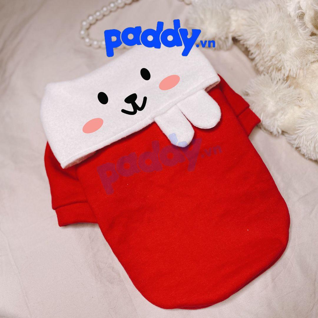 Áo Cho Chó Mèo Trắng Đỏ Bunny Vải Nỉ - Paddy Pet Shop