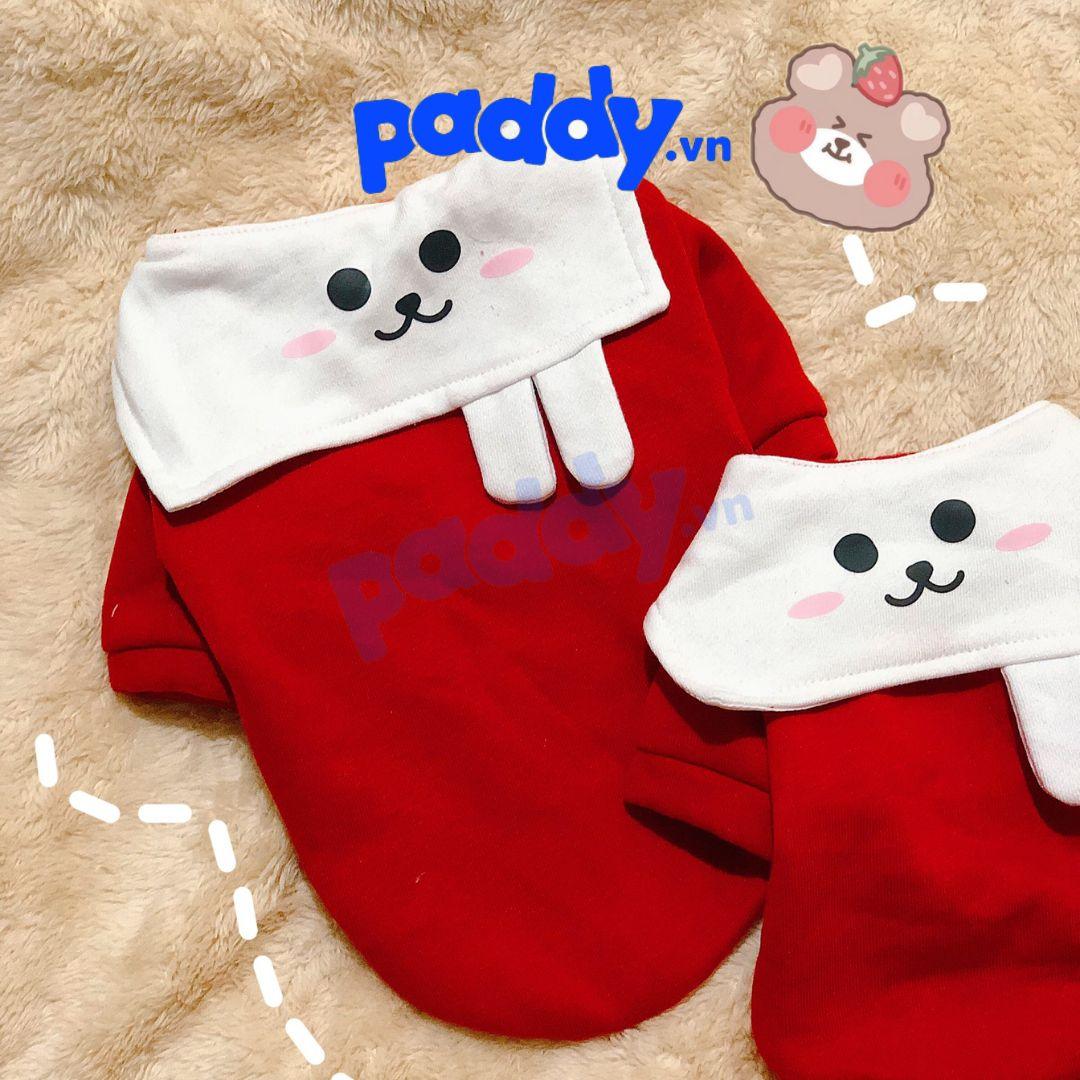 Áo Cho Chó Mèo Trắng Đỏ Bunny Vải Nỉ - Paddy Pet Shop
